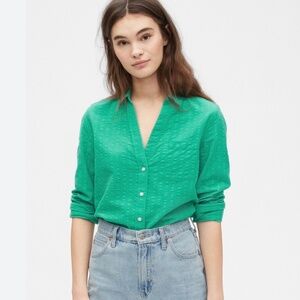 Green Linen Button Down Size Medium